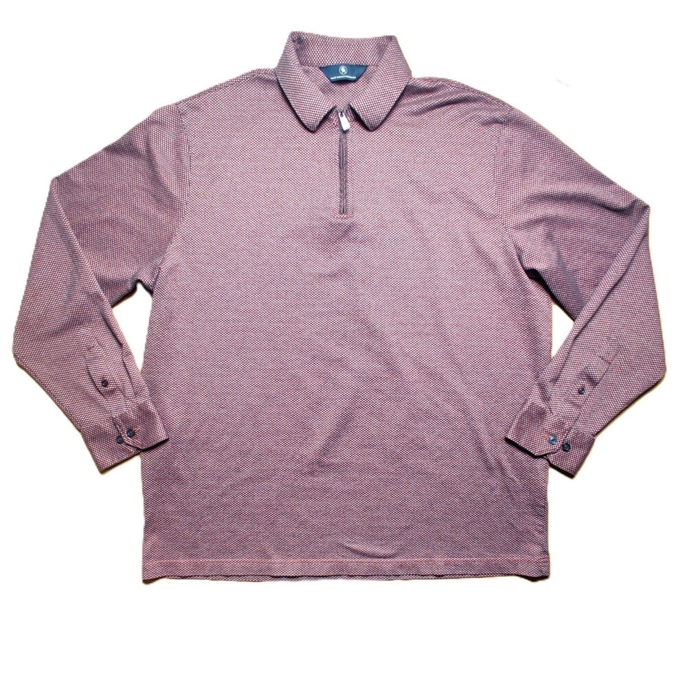 Hart Schaffner Marx 1/4 Zip Pullover Shirt XL Micro Dot Long Sleeve